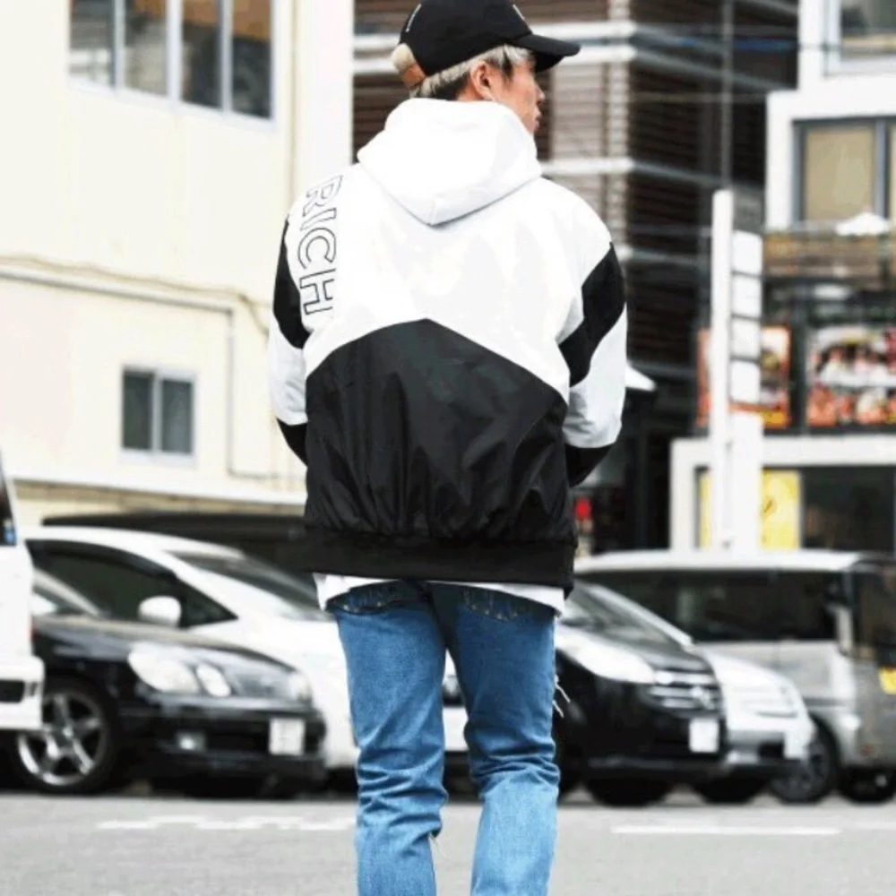 joyrich Size S Rec Color Block Jacket Windbreaker Black White Streetwear - Picture 3 of 11